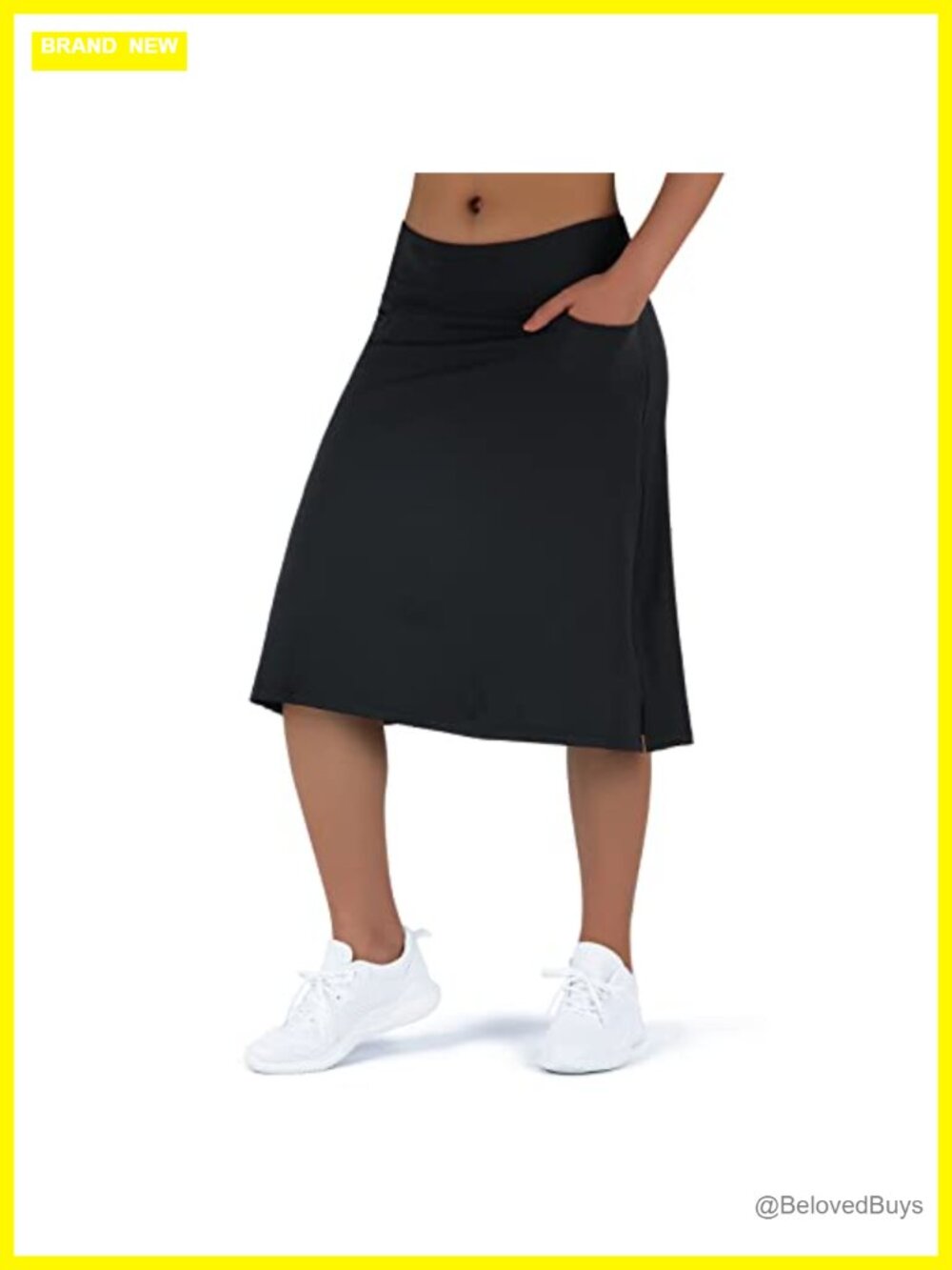Women's Midi Skort with Pockets High Waisted Knee Length Athletic Running Skirt